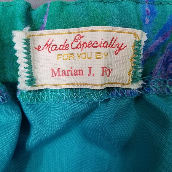 Marian j Fry skirt floral skirt pullon elastic waist green blue teal - Picture 3 of 8